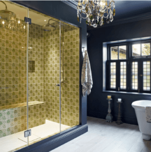 interior & design llc Chandelier in Bathroom